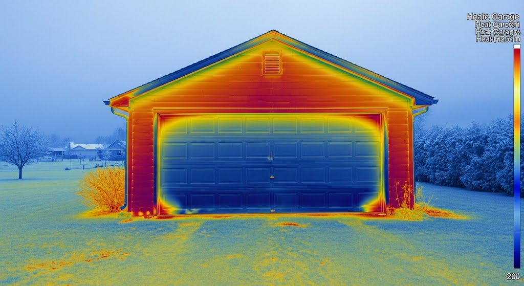Schéma de déperdition thermique autour d'une porte de garage ancienne